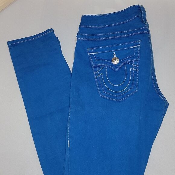 True Religion Skinny Jeans with Flaps Back Pockets Blue Size 28 - Picture 3 of 10
